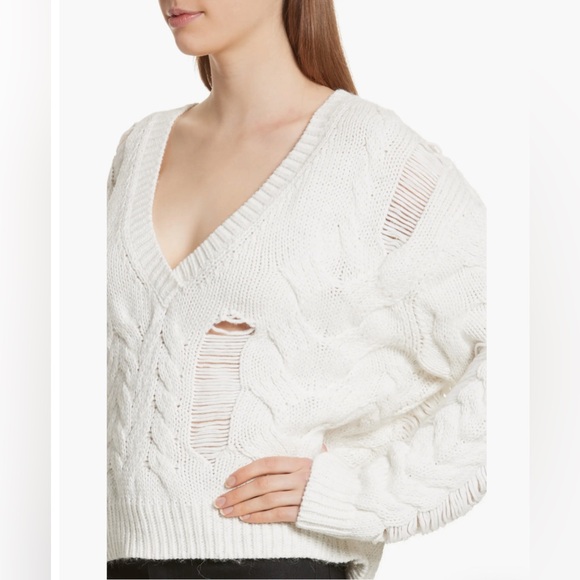 IRO Fighla Distressed Sweater White Alpaca, Wool Blend L - Picture 2 of 14